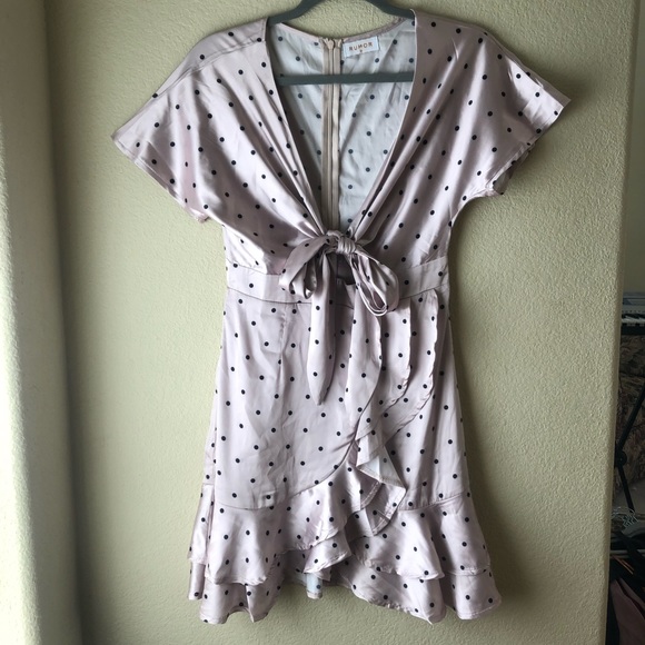 Princess Polly Dresses & Skirts - Princess Polly Champagne Polka Dot Wrap Dress